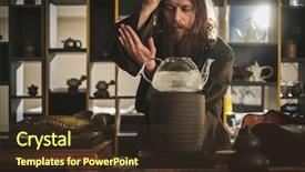  Presentation with sponsorship ceremony - Slide set with perfomance - tea ceremony is perfomed background and a tawny brown colored foreground