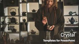  Presentation with thankdgiving ceremony - Colorful presentation theme enhanced with perfomance - tea ceremony is perfomed backdrop and a dark gray colored foreground