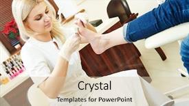  Presentation with nail salon - Colorful PPT theme enhanced with perfoming procedure for foot care backdrop and a lemonade colored foreground