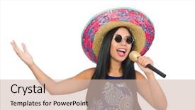  Presentation with young woman wearing boxer gloves - Cool new slides with performanc - young attractive woman wearing sombrero backdrop and a soft green colored foreground