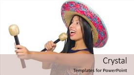  Presentation with arabian woman wearing hijab muslim - Presentation with performanc - young attractive woman wearing sombrero background and a  colored foreground