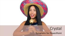 Presentation with woman fighting for her rights - Colorful presentation theme enhanced with performanc - young attractive woman wearing sombrero backdrop and a coral colored foreground