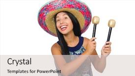  Presentation with young woman wearing boxer gloves - Cool new slide deck with performanc - young attractive woman wearing sombrero backdrop and a lemonade colored foreground