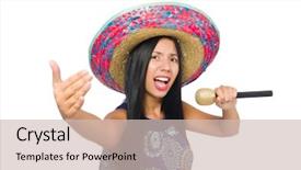  Presentation with woman outlaw - Beautiful PPT theme featuring performanc - young attractive woman wearing sombrero backdrop and a soft green colored foreground