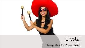  Presentation with young woman wearing boxer gloves - PPT theme enhanced with performanc - young attractive woman wearing sombrero background and a light gray colored foreground