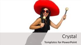  Presentation with arabian woman wearing hijab muslim - Slides consisting of performanc - young attractive woman wearing sombrero background and a  colored foreground