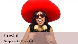  Presentation with young woman wearing boxer gloves - Cool new presentation design with performanc - young attractive woman wearing sombrero backdrop and a coral colored foreground