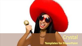  Presentation with young woman wearing boxer gloves - Audience pleasing PPT theme consisting of performanc - young attractive woman wearing sombrero backdrop and a tawny brown colored foreground