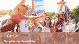  Presentation with festival music - Presentation theme featuring performance at a music background and a coral colored foreground