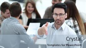  Presentation with successful - Amazing slide deck having performance budget - close up successful businessman backdrop and a light blue colored foreground