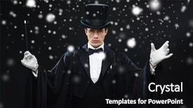  Presentation with magic wand - Slide set with performance circus show concept - magician background and a black colored foreground