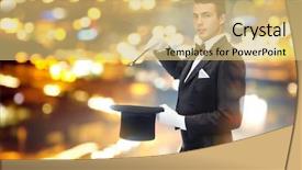  Presentation with magic wand - Theme having performance circus show concept - magician background and a  colored foreground
