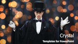  Presentation with magic wand - Slide deck enhanced with performance circus show concept - magician background and a wine colored foreground