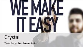  Presentation with egyptian man in make up - Colorful PPT layouts enhanced with performance counseling - business man pointing the text backdrop and a light gray colored foreground