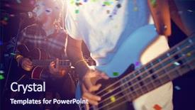  Presentation with stage - Beautiful PPT theme featuring performance culture - flying colors against guitarists performing backdrop and a navy blue colored foreground