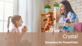  Presentation with loving mom - PPT theme featuring performance in the puppet theater background and a coral colored foreground