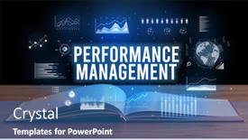  Presentation with performance management - Colorful theme enhanced with performance-management-inscription-coming-out backdrop and a teal colored foreground