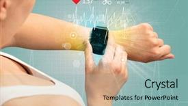  Presentation with smartwatch - Presentation theme with performance measurement - hand with smartwatch and cycling background and a light blue colored foreground