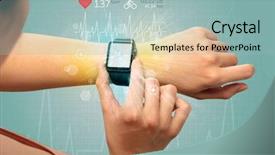  Presentation with smartwatch - Presentation theme featuring performance measurement - hand with smartwatch and cycling background and a light blue colored foreground