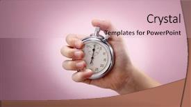  Presentation with automatic hand sanitizer dispenser - Theme having performance measurement - olden stopwatch held in hand background and a lemonade colored foreground