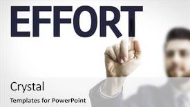  Presentation with effort - Slides with performance meter - business man pointing to transparent background and a white colored foreground