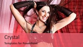  Presentation with performance - Audience pleasing presentation consisting of performance oriented - shot of an oriental woman backdrop and a  colored foreground