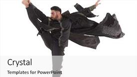  Presentation with oriental history - Beautiful presentation theme featuring performance oriented - young strong man wearing oriental backdrop and a white colored foreground