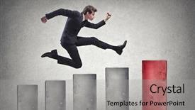  Presentation with running race - Presentation theme with performance race - businessman in suit running all background and a light gray colored foreground