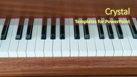  Presentation with piano keyboard - Colorful presentation theme enhanced with performance template - white piano keys musical keyboard backdrop and a tawny brown colored foreground