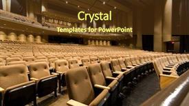  Presentation with pantomime theater masks - Audience pleasing presentation design consisting of performance venue - large empty auditorium or theater backdrop and a  colored foreground