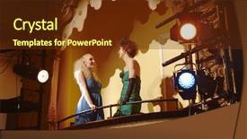  Presentation with low angle view of hockey - Audience pleasing presentation design consisting of walking in modern shopping mall backdrop and a light gray colored foreground