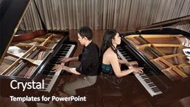  Presentation with people - PPT theme featuring performance with two grand pianos background and a  colored foreground