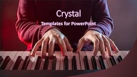  Presentation with man heart attact hand hold - Amazing presentation design having top performer - man's hand playing piano backdrop and a wine colored foreground