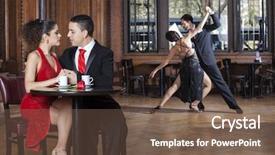  Presentation with tango - Amazing presentation design having performer day - couple looking at each other backdrop and a violet colored foreground