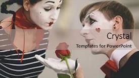  Presentation with mime - Slide deck enhanced with performer day - couple of mime with red background and a coral colored foreground