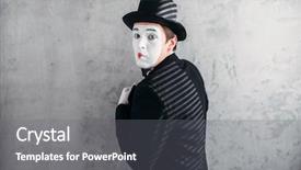  Presentation with comedy - Slide set having performer day - male comedy artist posing circus background and a gray colored foreground