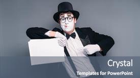  Presentation with mime - Slide set consisting of performer day - male mime actor with empty background and a ocean colored foreground