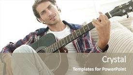  Presentation with performer - Presentation theme with performer day - modern guy with guitar sitting background and a gray colored foreground