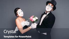  Presentation with pantomime - Presentation design with performer day - pantomime actors performing with flower background and a tawny brown colored foreground