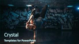 Presentation with breakdance - Cool new presentation theme with performer posing in dance studio backdrop and a wine colored foreground