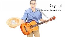 Presentation with performer - Audience pleasing PPT layouts consisting of performer with guitar collecting money backdrop and a white colored foreground