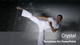  Presentation with information technology - PPT layouts enhanced with performing a kick sport science background and a gray colored foreground