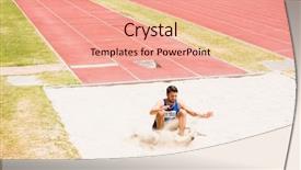  Presentation with athlete - Colorful slide set enhanced with performing a long jump backdrop and a coral colored foreground