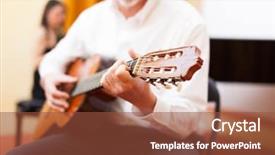  Presentation with performing arts - Audience pleasing slides consisting of performing arts classes - man playing a classical guitar backdrop and a tawny brown colored foreground