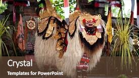  Presentation with performing arts - PPT theme with performing arts theatre - barong dance of bali indonesia background and a tawny brown colored foreground