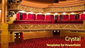  Presentation with performing arts - Presentation design featuring performing arts theatre - chairs and balcony in classic background and a tawny brown colored foreground