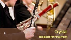  Presentation with performing arts - Cool new presentation theme with performing arts theatre - clarinet player backdrop and a tawny brown colored foreground