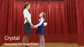  Presentation with stage curtains - Presentation design having performing arts theatre - happy mother and daughter hold background and a tawny brown colored foreground