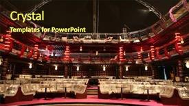  Presentation with performing arts - PPT theme consisting of performing arts theatre - luxury audience hall background and a wine colored foreground