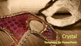  Presentation with performing arts - Slide deck with performing arts theatre - some masks and a roll background and a tawny brown colored foreground